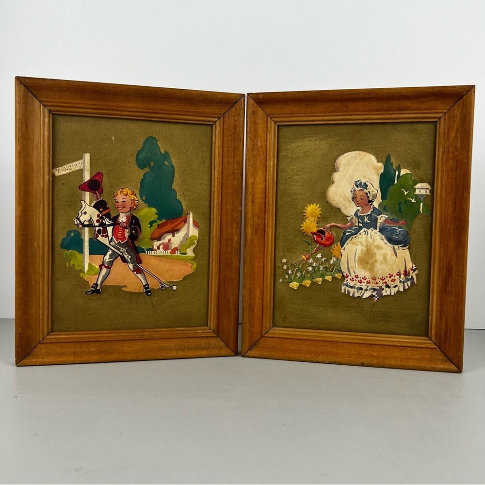 *Rare* Vintage Genuine Plastic Filled Three Dimensional Picture (set of 2)
